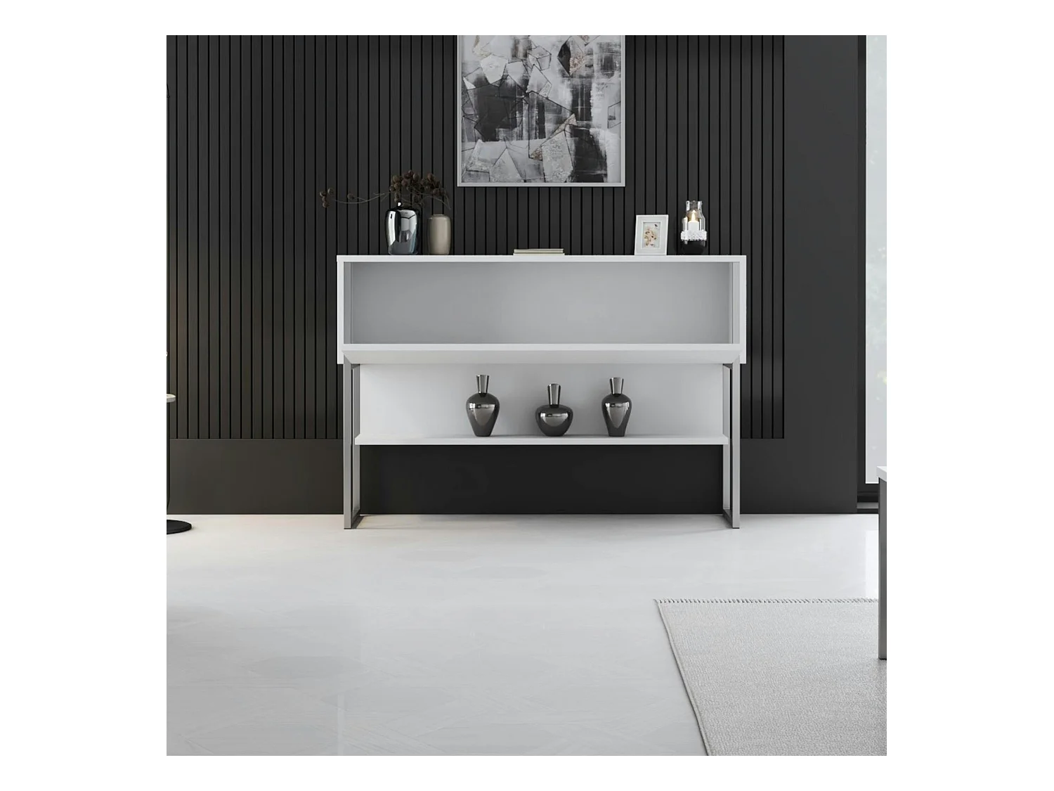 Console d'entrée blanche design avec grand rangement JENA