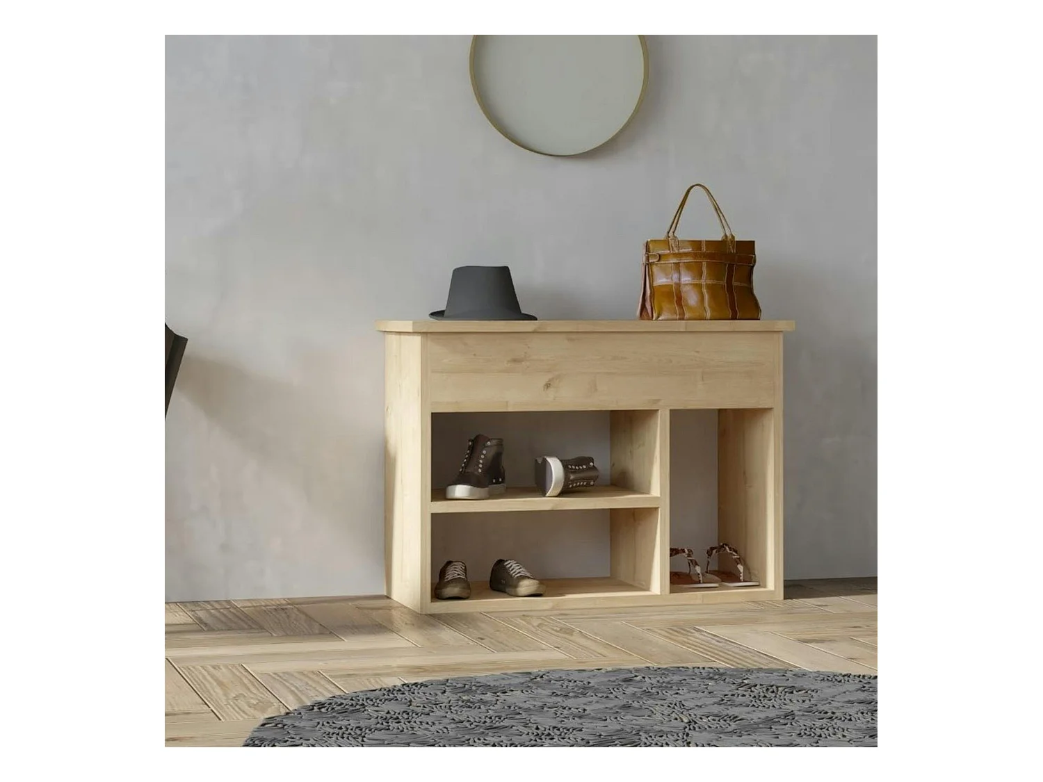 Meuble à chaussures moderne effet bois clair MARFA