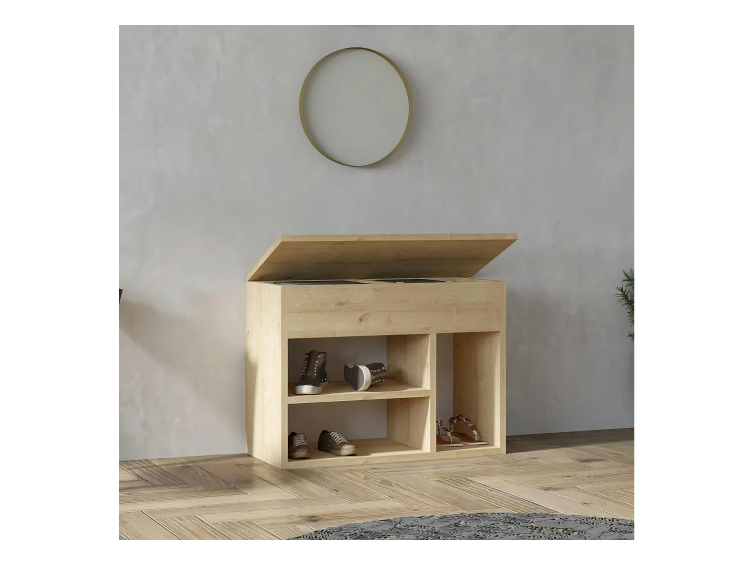 Meuble à chaussures moderne effet bois clair MARFA