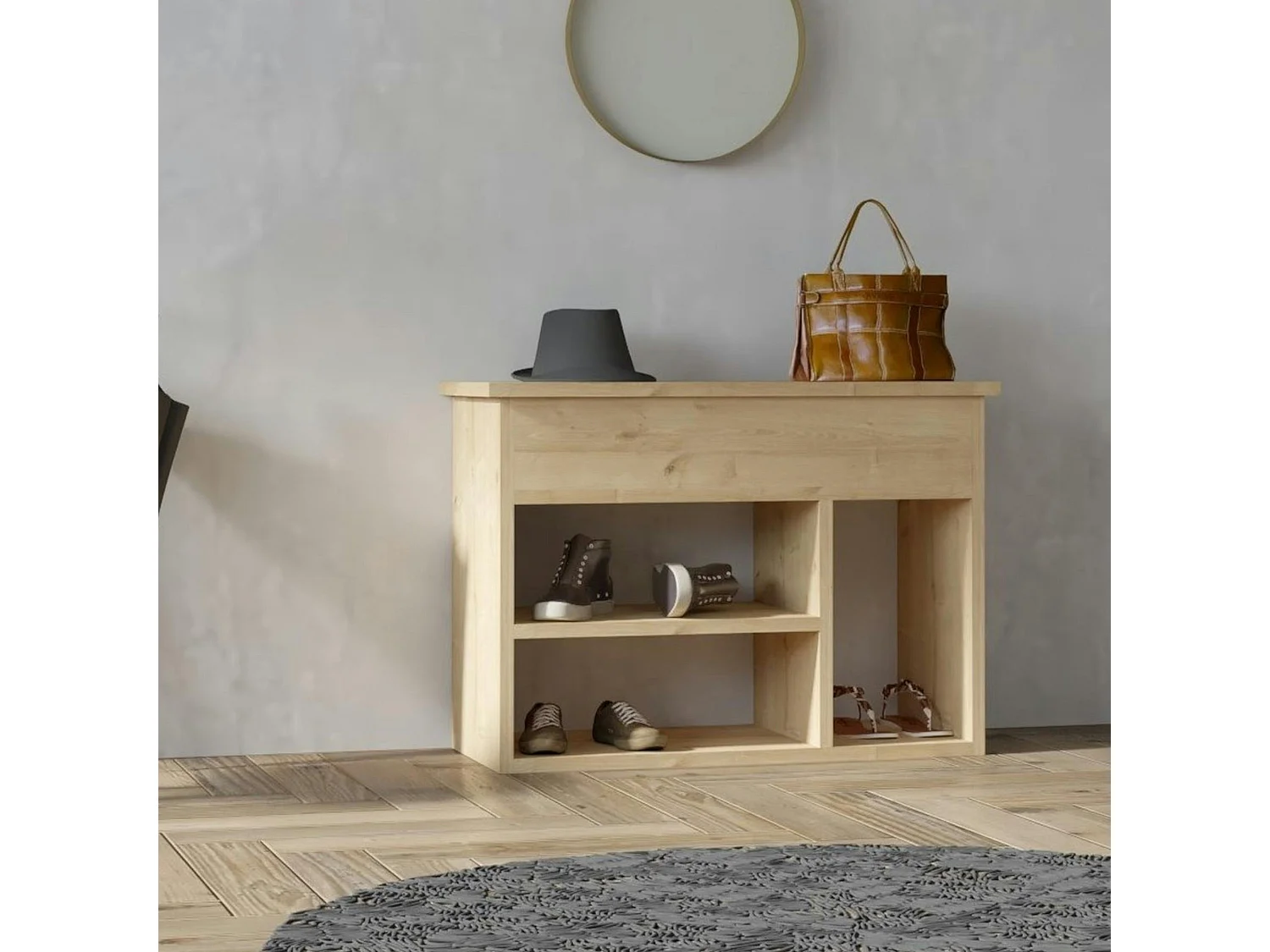 Meuble à chaussures moderne effet bois clair MARFA