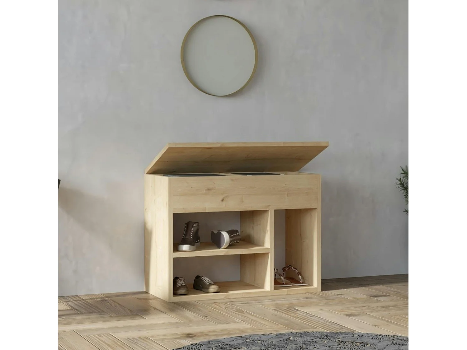 Meuble à chaussures moderne effet bois clair MARFA