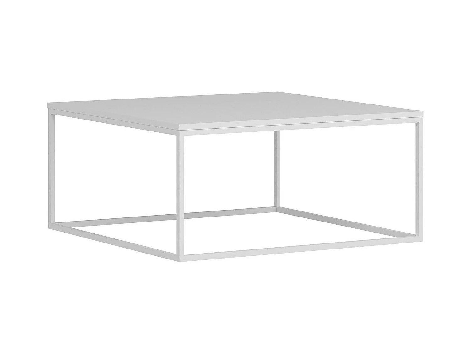 Table basse blanche carrée - style minimaliste JENA