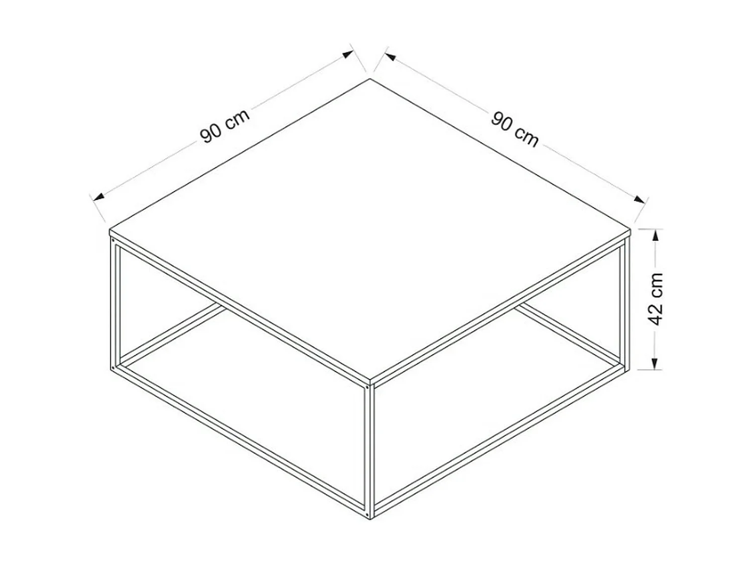 Table basse blanche carrée - style minimaliste JENA