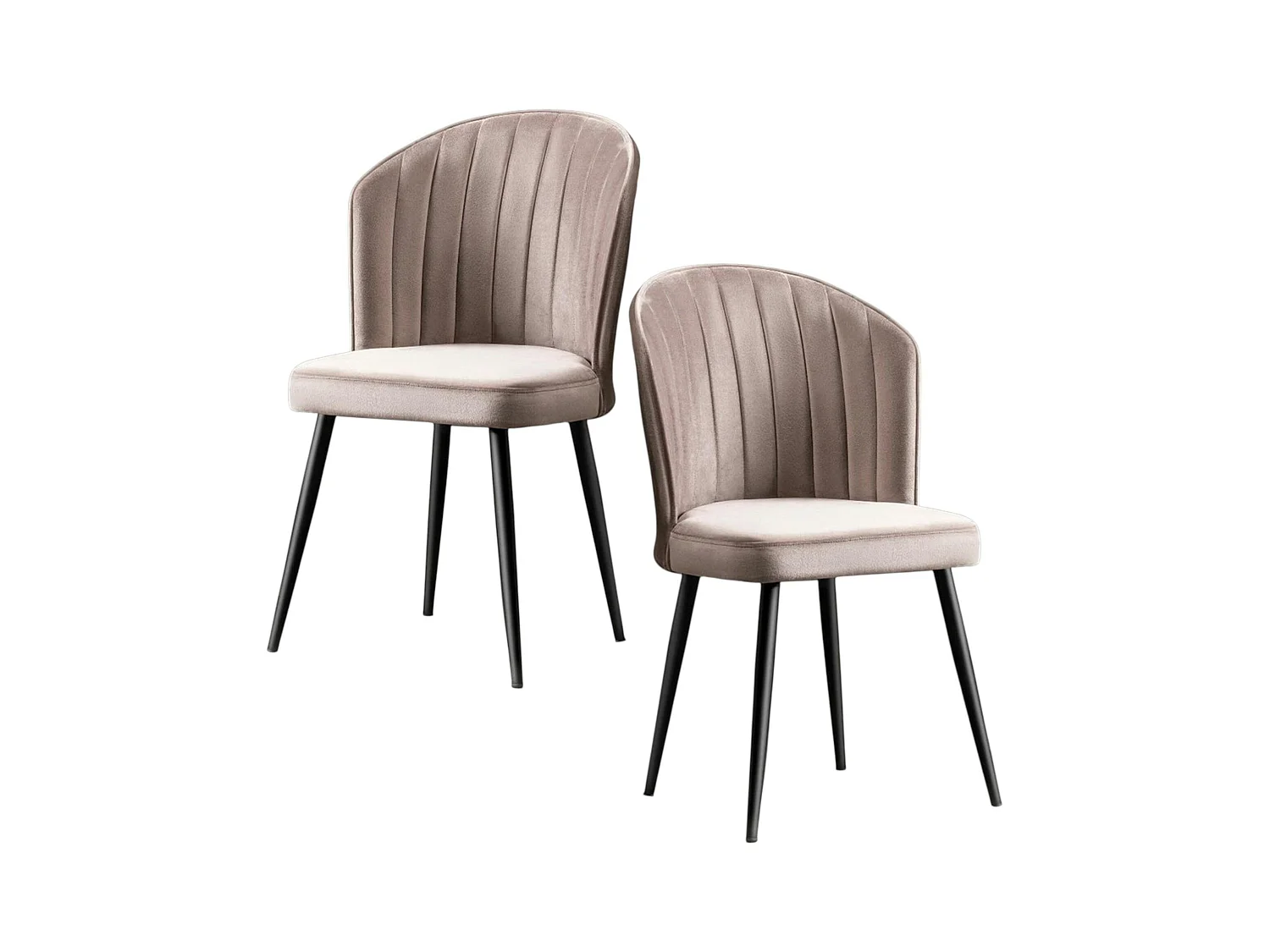 Chaise en velours beige - dossier enveloppant ROSARIO (Lot de 2)