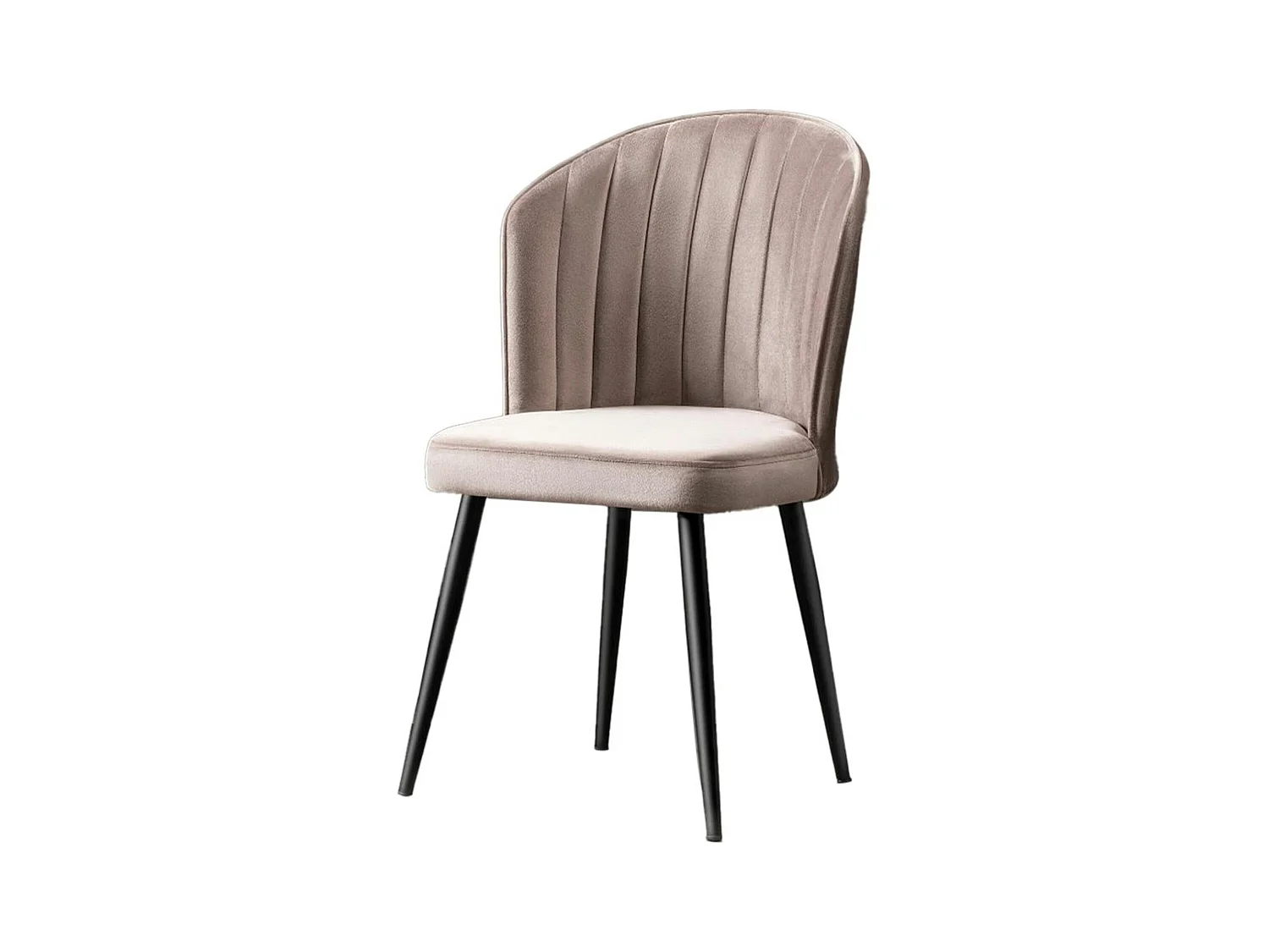 Chaise en velours beige - dossier enveloppant ROSARIO (Lot de 2)