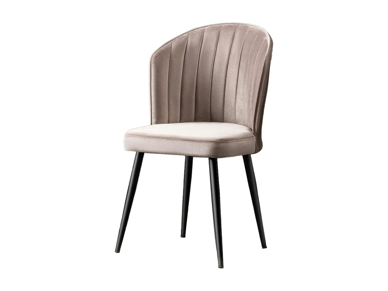 Chaise en velours beige - dossier enveloppant ROSARIO (Lot de 2)