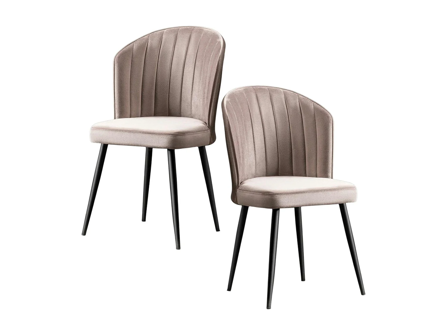 Chaise en velours beige - dossier enveloppant ROSARIO (Lot de 2)