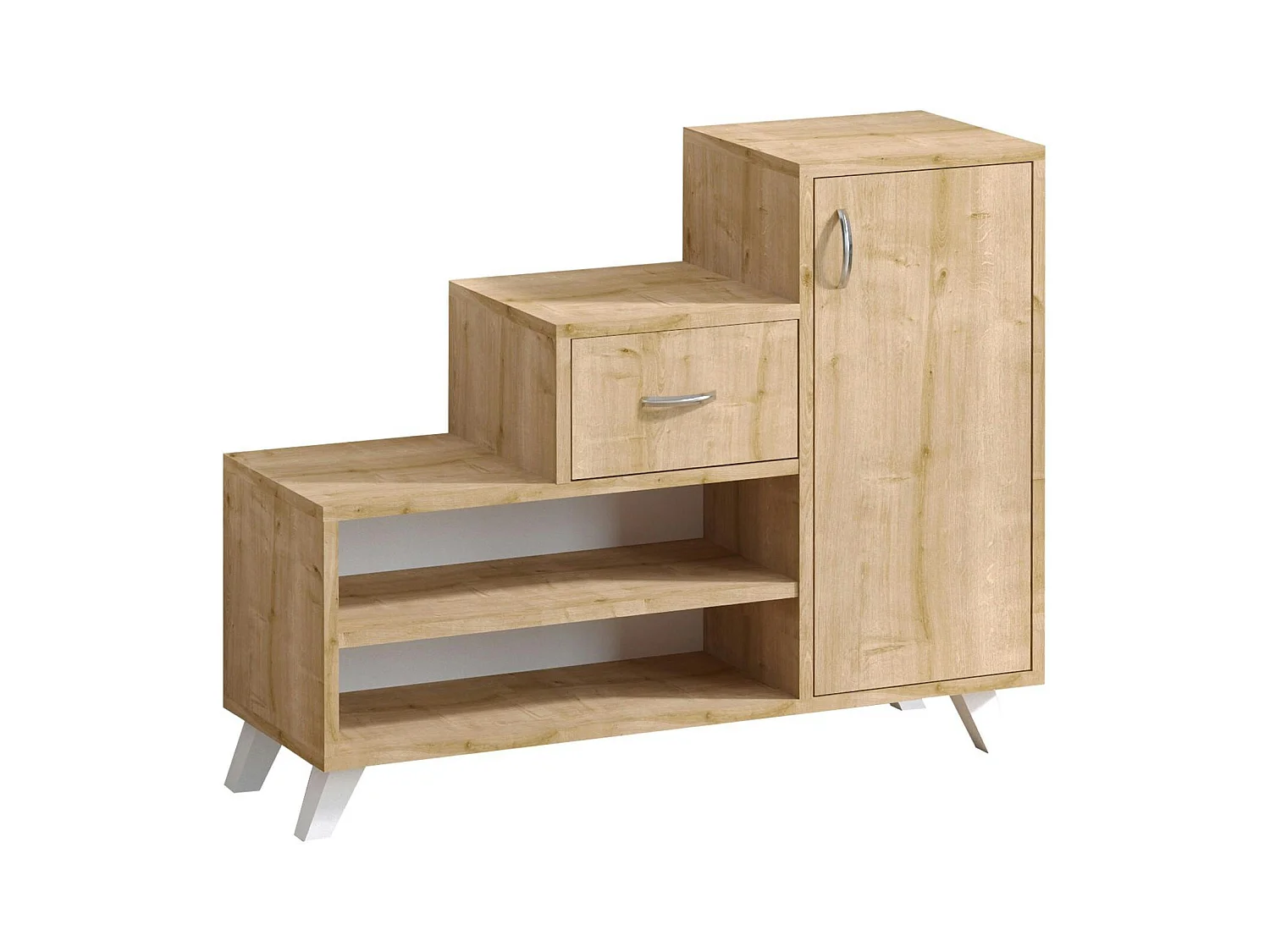 Meuble à chaussures design effet bois, forme escalier MARFA