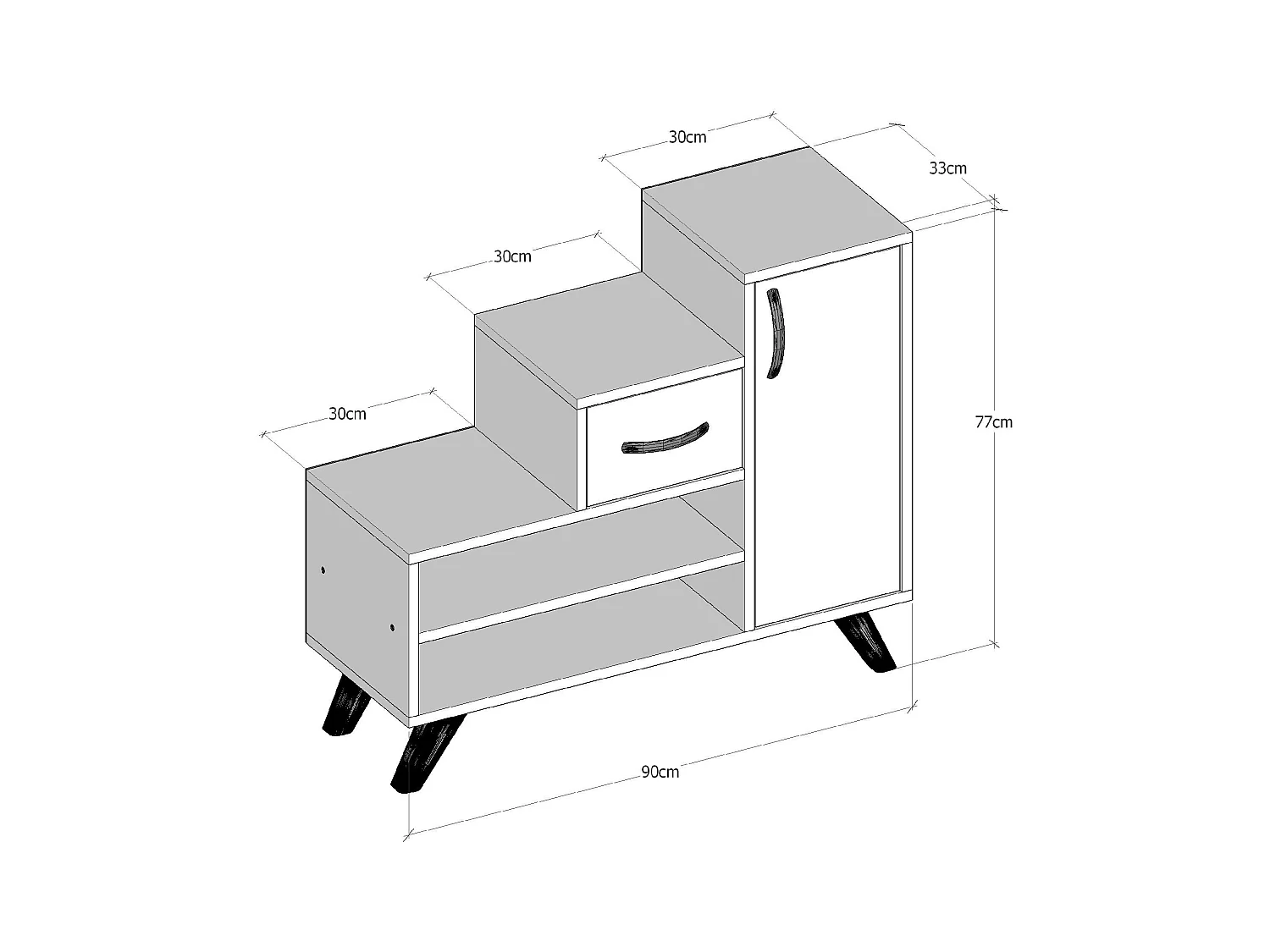 Meuble à chaussures design effet bois, forme escalier MARFA