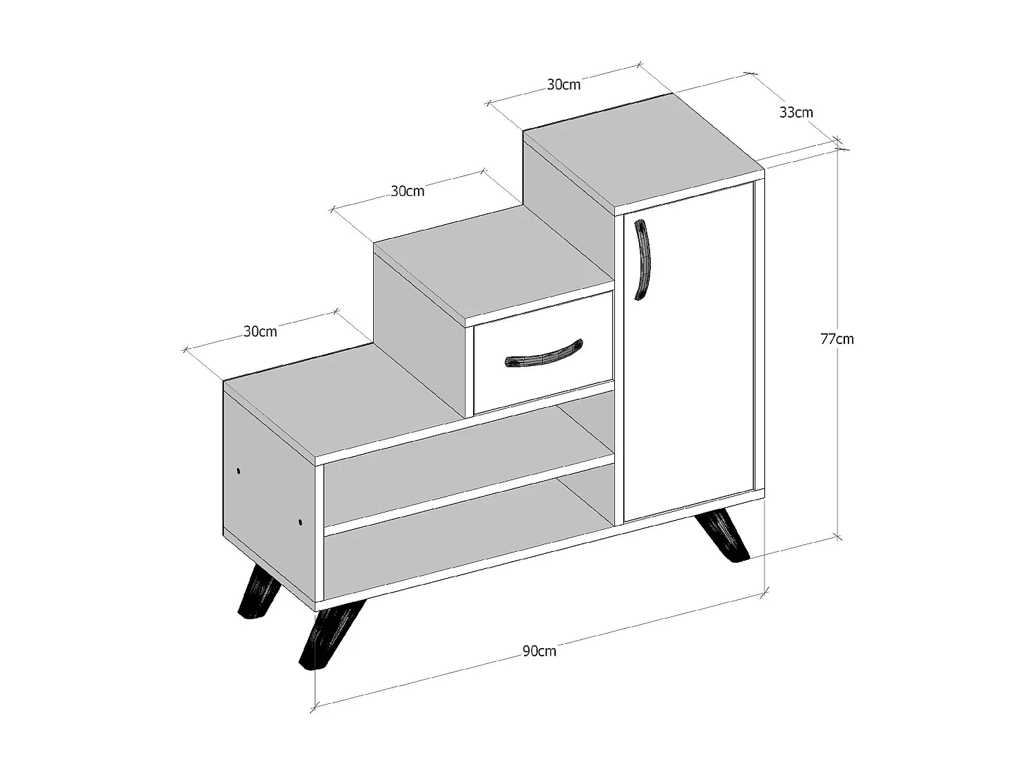 Meuble à chaussures design effet bois, forme escalier MARFA