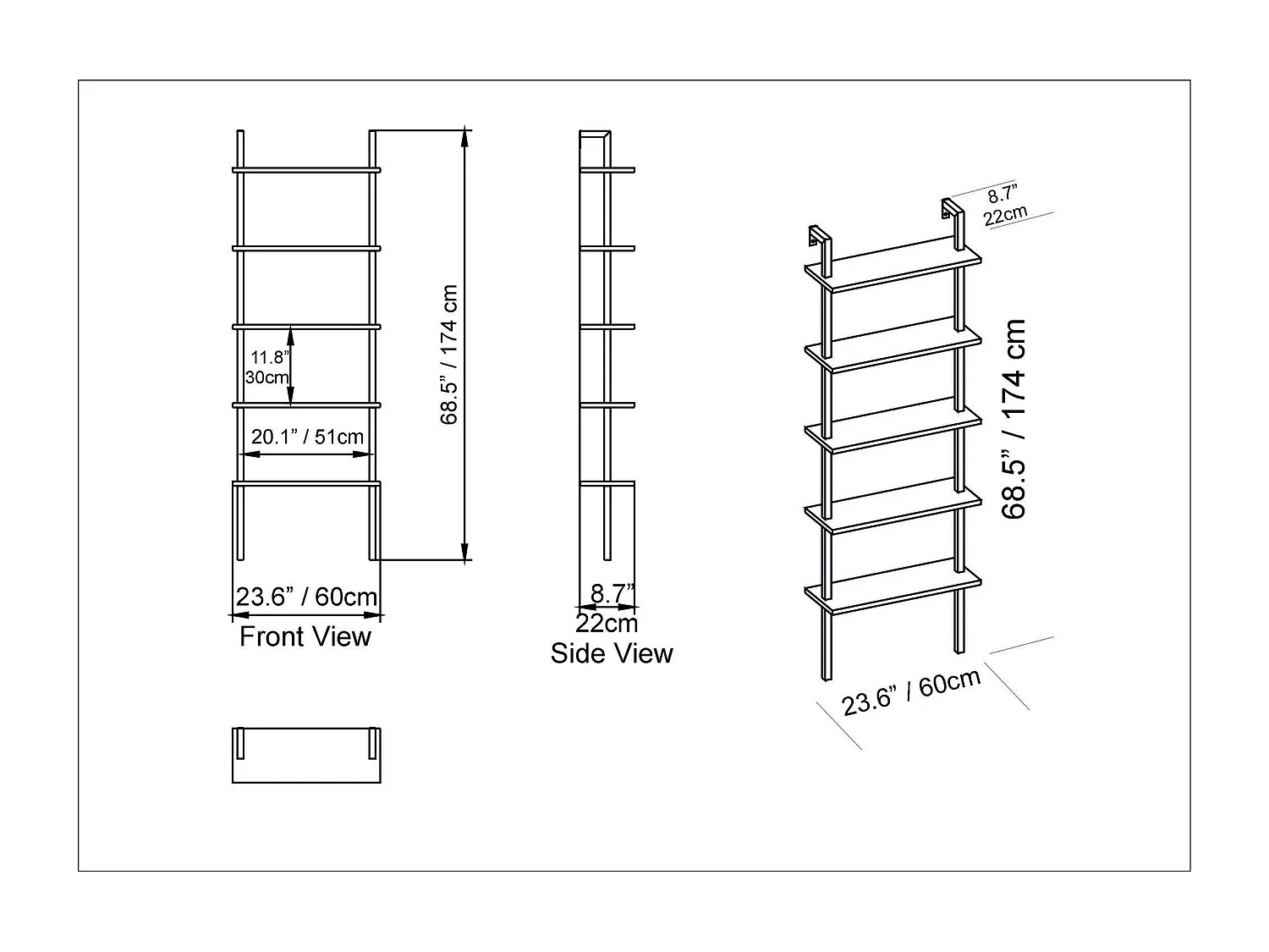Étagère murale moderne noire effet marbre 5 plateaux JENA