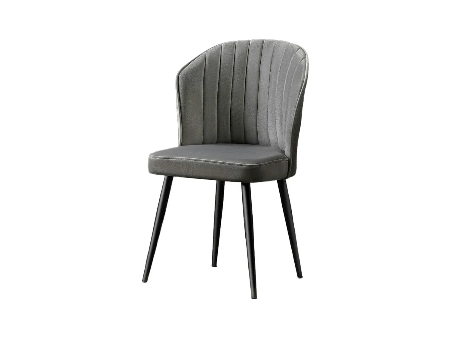 Chaise en velours gris - dossier enveloppant ROSARIO (Lot de 2)