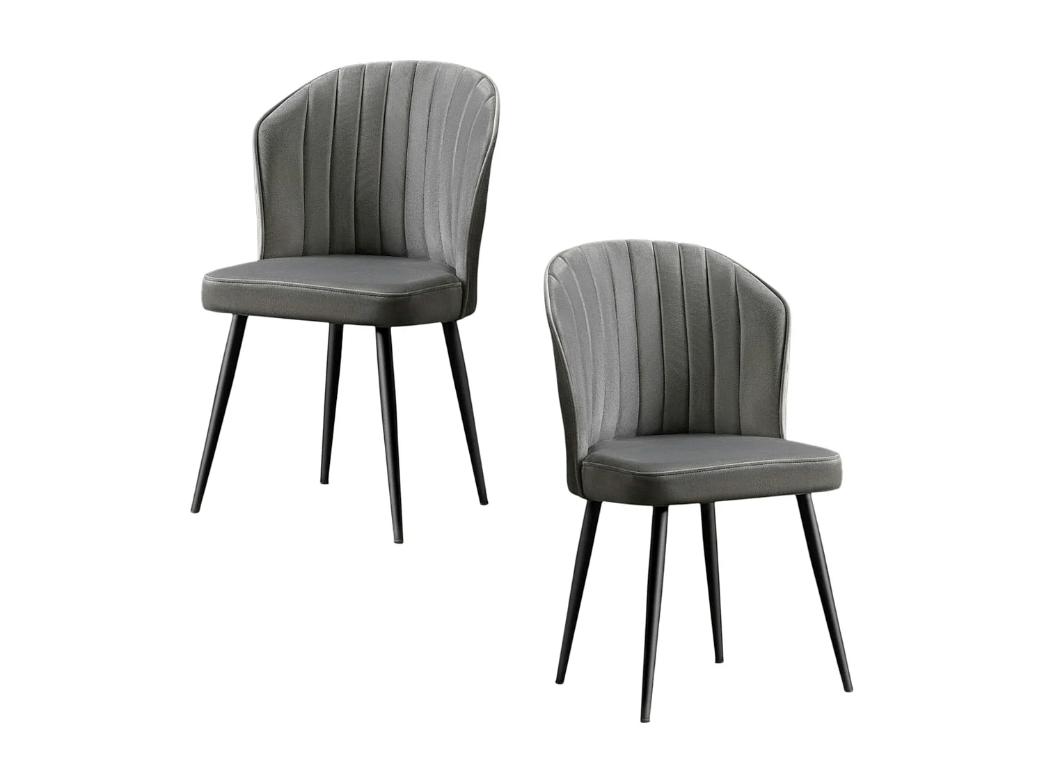 Chaise en velours gris - dossier enveloppant ROSARIO (Lot de 2)