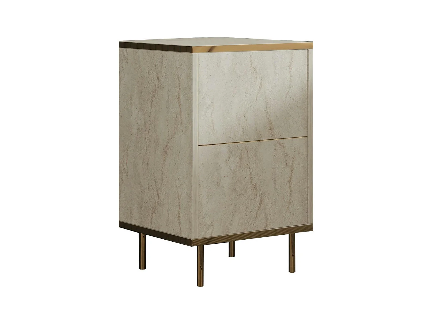 Table de nuit moderne chic effet travertin, 1 porte BYRON