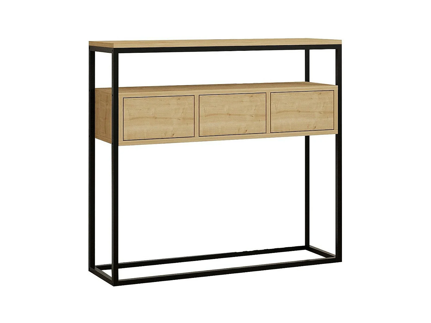 Console d'entrée avec rangement, effet bois clair JENA