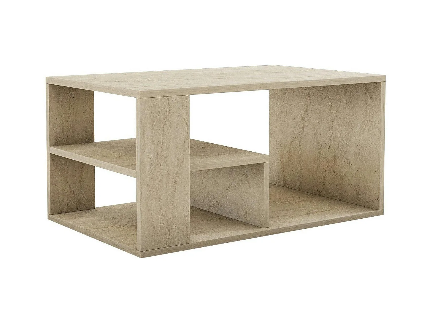 Table basse avec rangement ouvert effet travertin MARFA