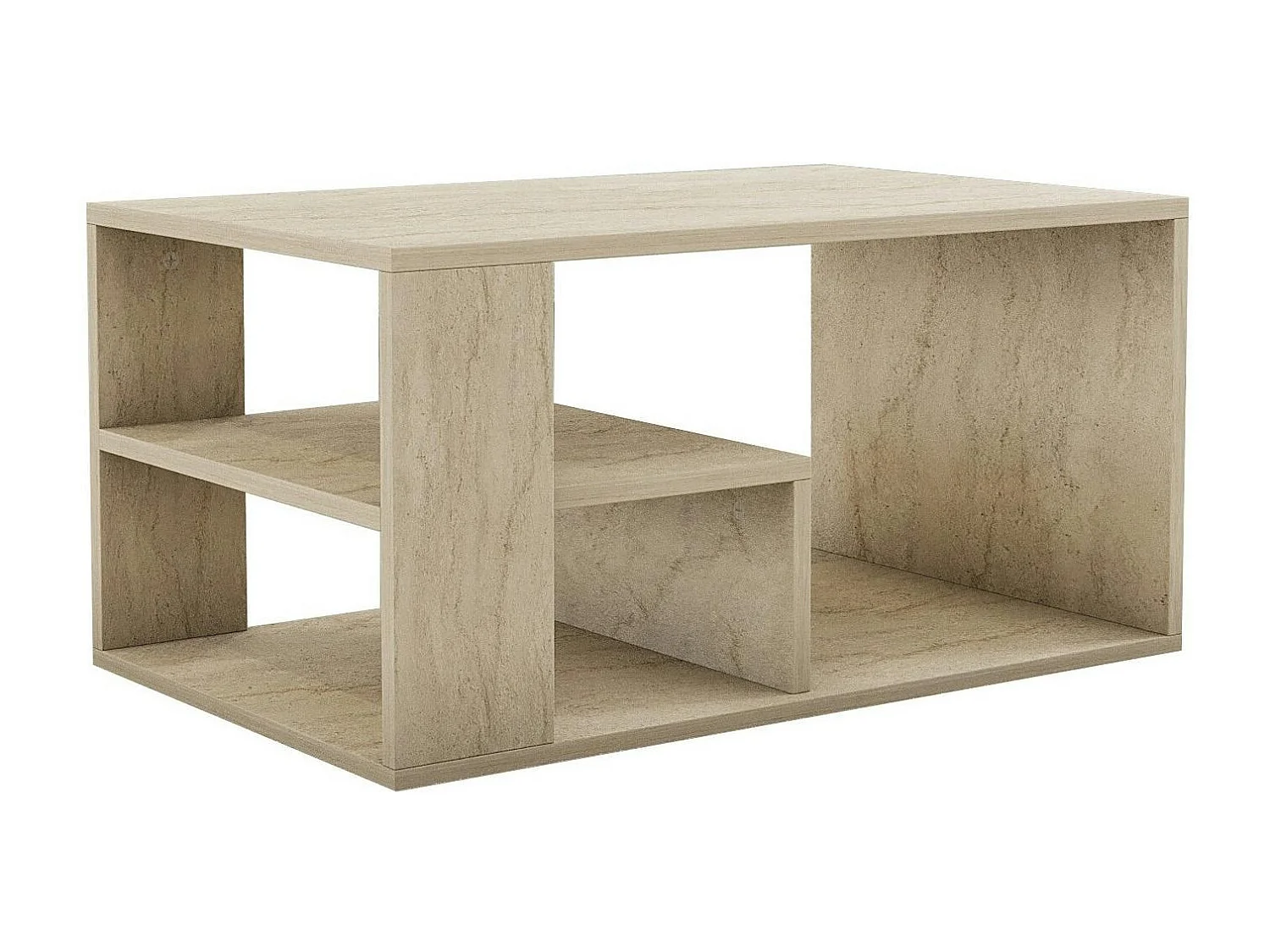 Table basse avec rangement ouvert effet travertin MARFA