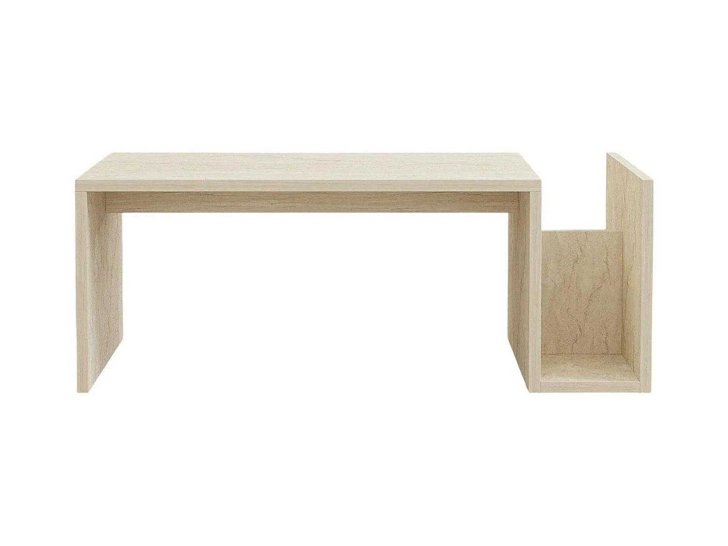 Table basse moderne effet travertin avec porte-revues MARFA