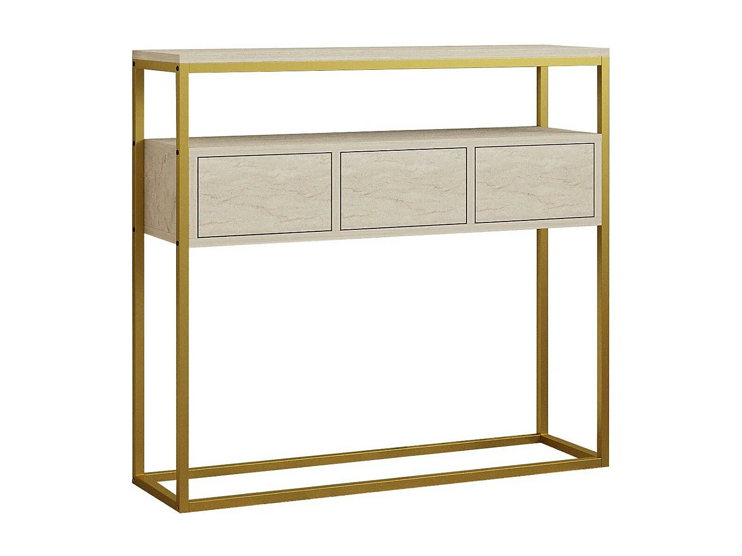 Console d'entrée rangements fermés, effet marbre beige JENA