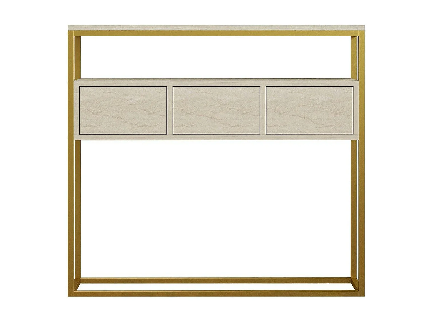 Console d'entrée rangements fermés, effet marbre beige JENA