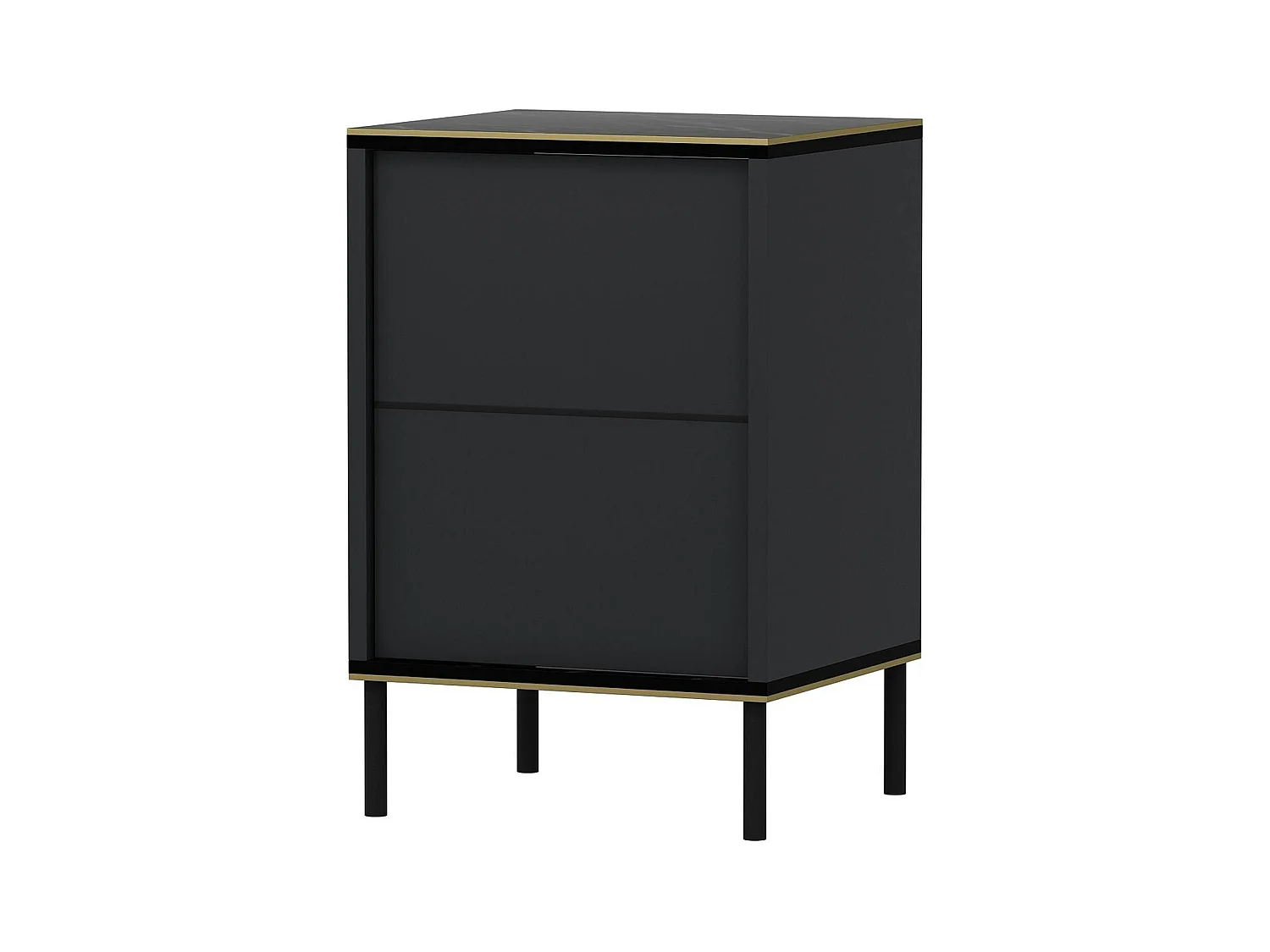 Table de nuit moderne chic gris foncé, plateau marbré BYRON