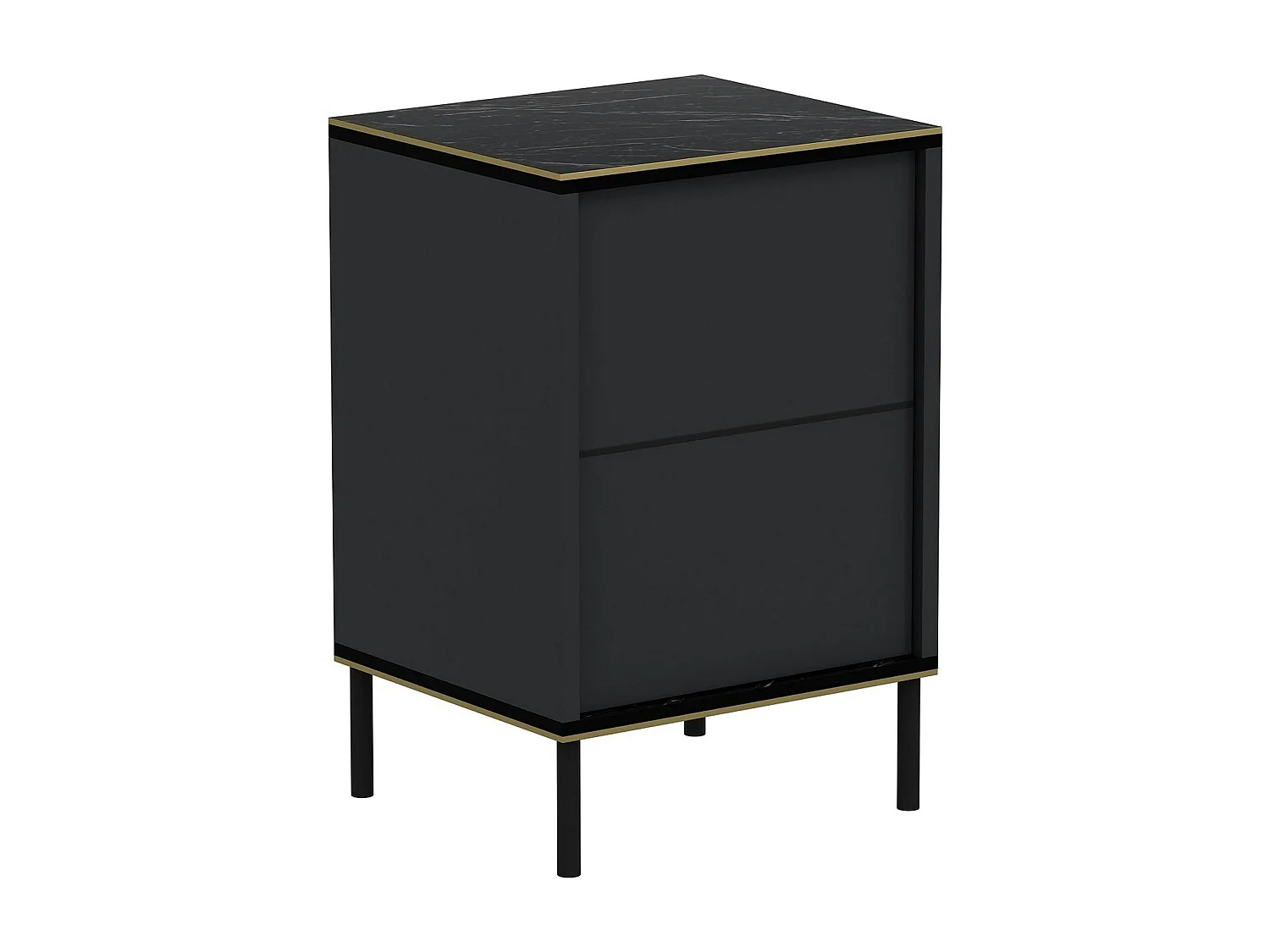 Table de nuit moderne chic gris foncé, plateau marbré BYRON