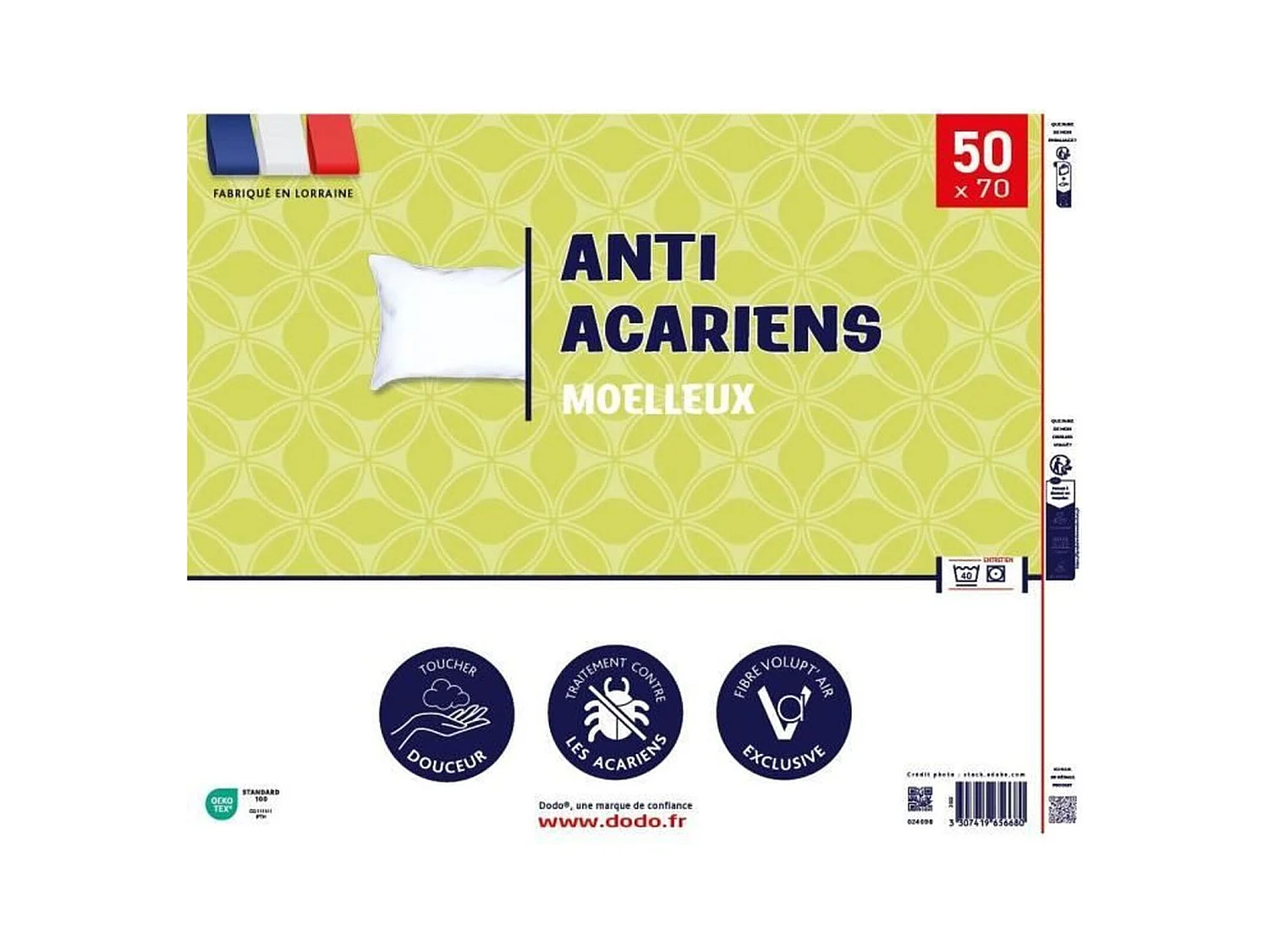 Oreiller anti-acariens 50 x 70 cm - 100% Polyester