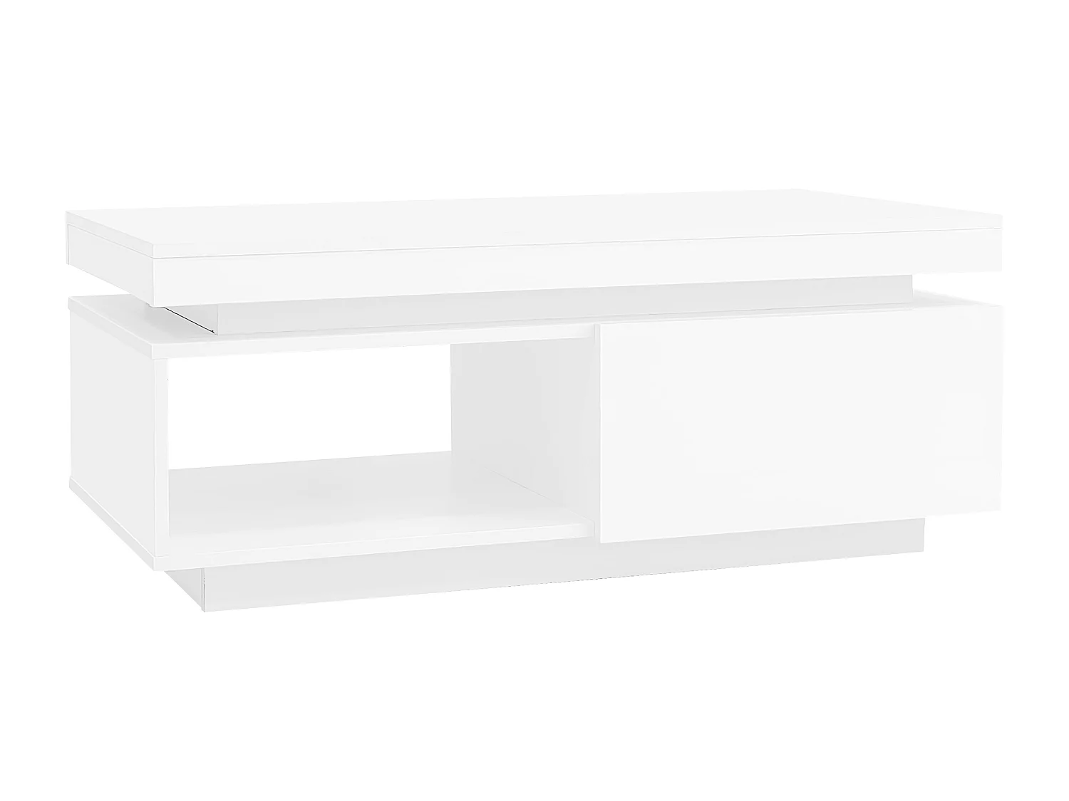 Table Basse Moderne en Haut Brillant avec Éclairage LED, Élégant avec Tiroir et Capacité de Charge de 50 kg