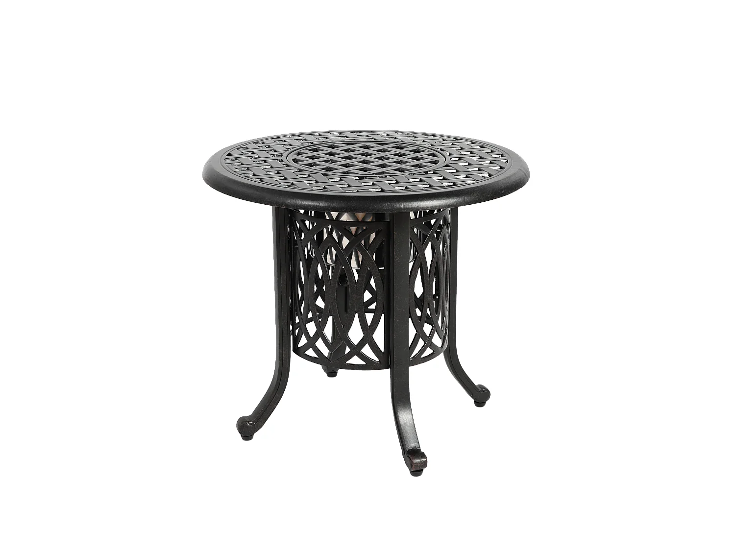 Table d’extérieur en aluminium avec glaçonnière, table d’appoint de patio avec pieds réglables, petite table basse jardin.