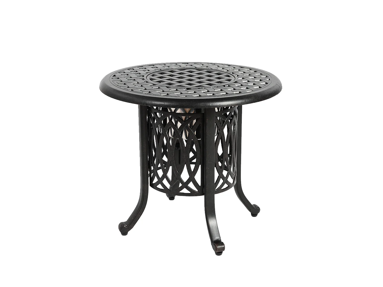 Table d’extérieur en aluminium avec glaçonnière, table d’appoint de patio avec pieds réglables, petite table basse jardin.
