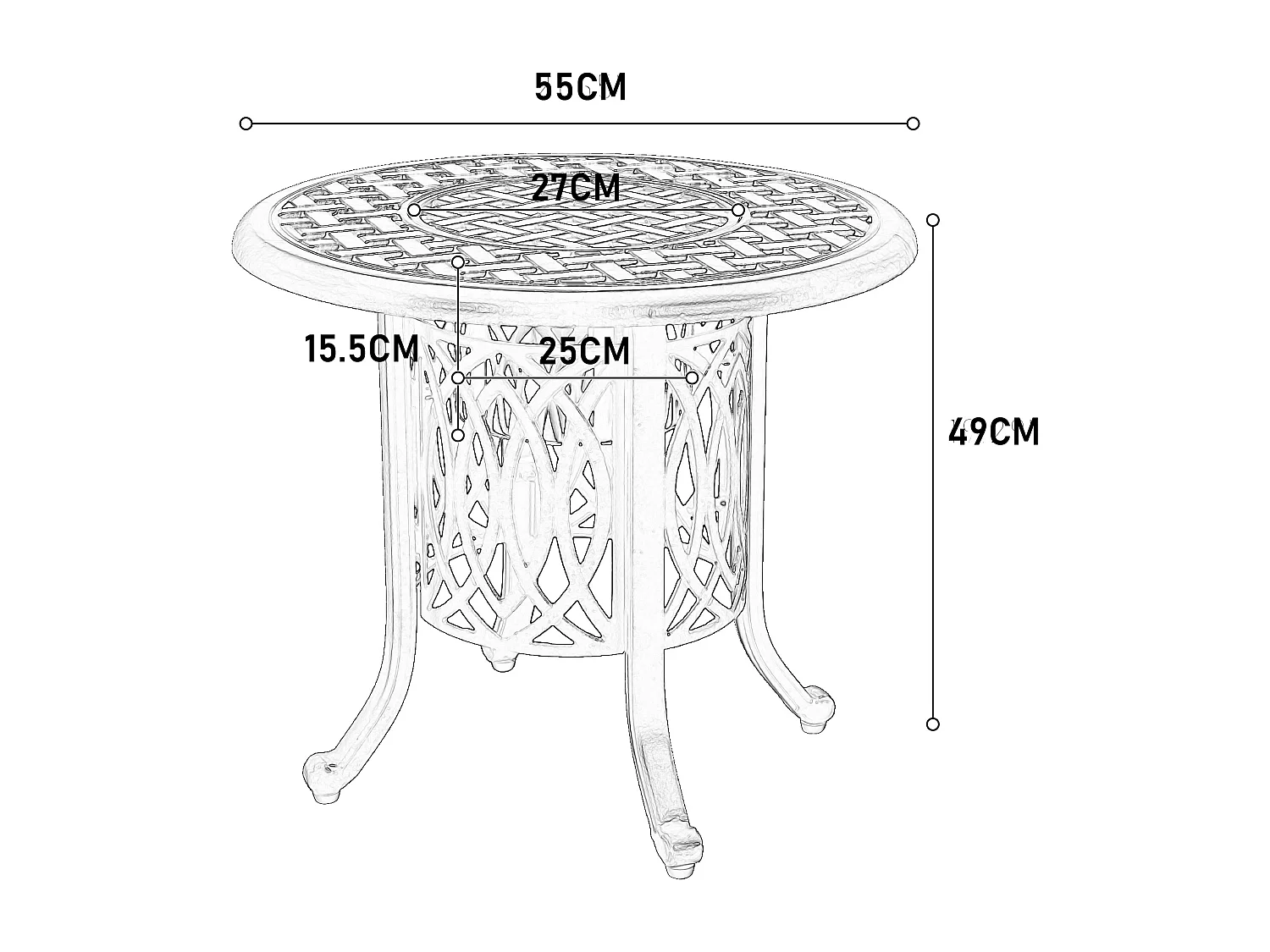 Table d’extérieur en aluminium avec glaçonnière, table d’appoint de patio avec pieds réglables, petite table basse jardin.
