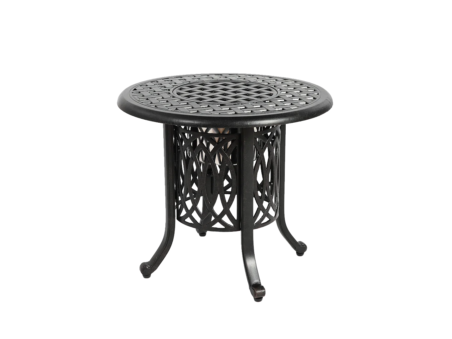 Table d’extérieur en aluminium avec glaçonnière, table d’appoint de patio avec pieds réglables, petite table basse jardin.