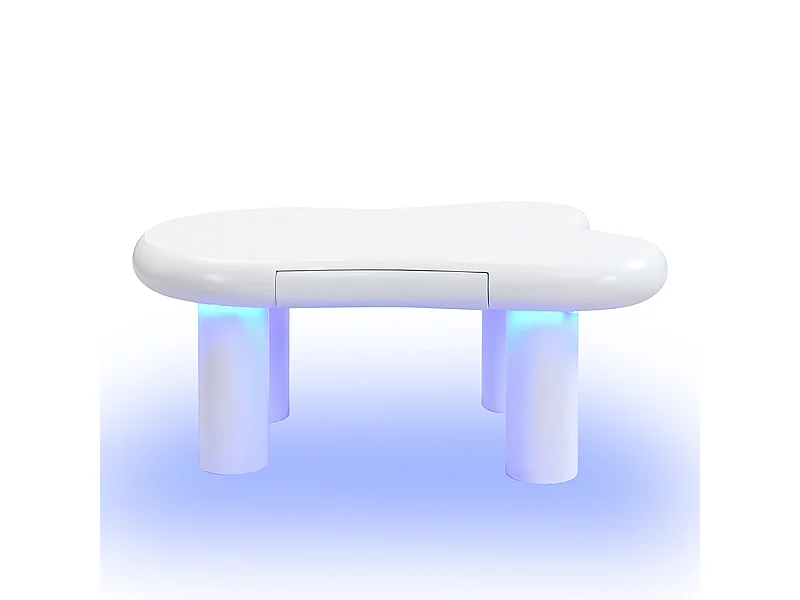 Table basse Noir en forme de nuage en MDF avec LED 16 couleurs & tiroir – design moderne avec rangement