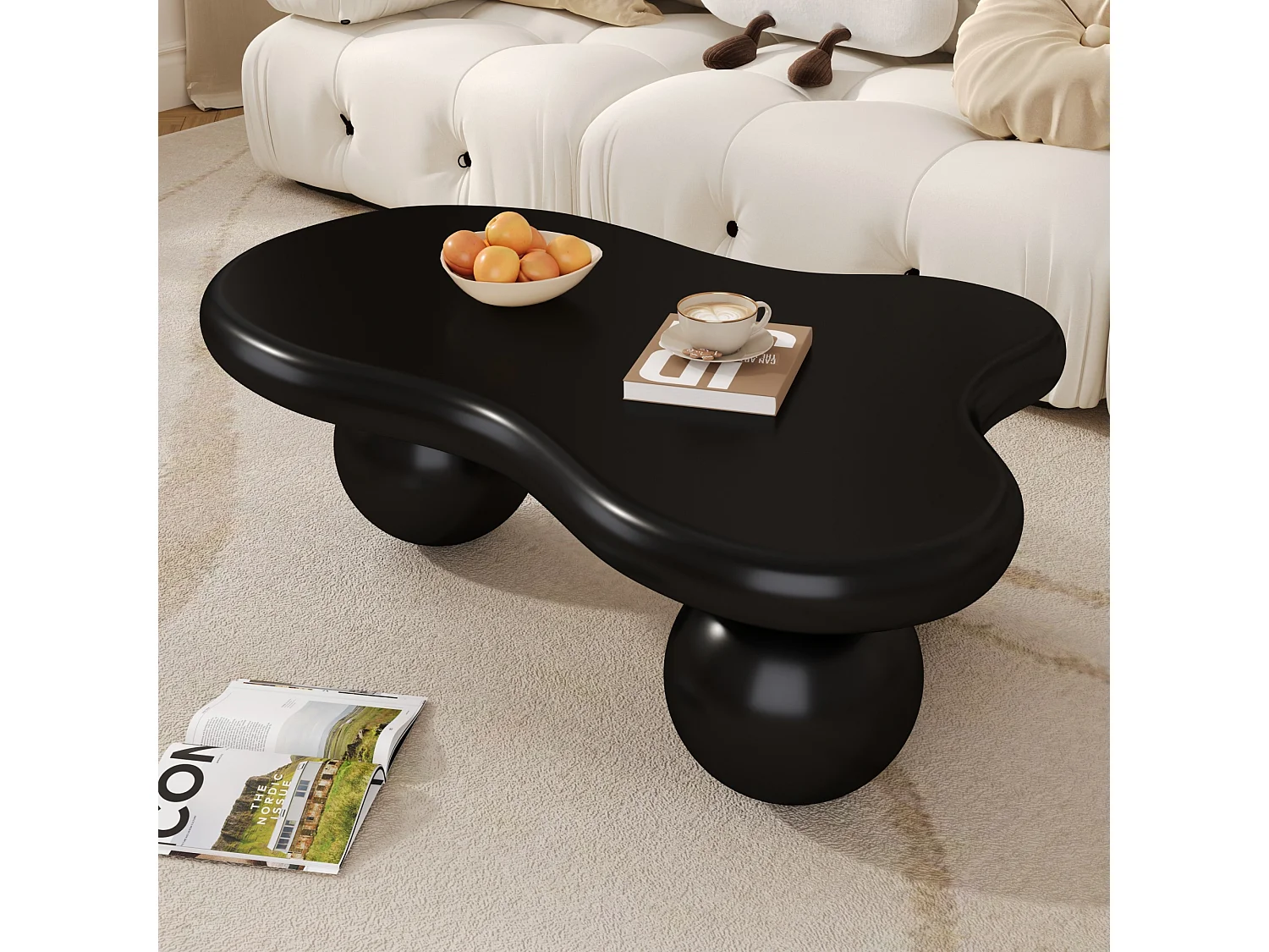 Table basse style nuage avec éclairage LED – 16 couleurs, design arrondi, point fort moderne pour salon et chambre d’enfant