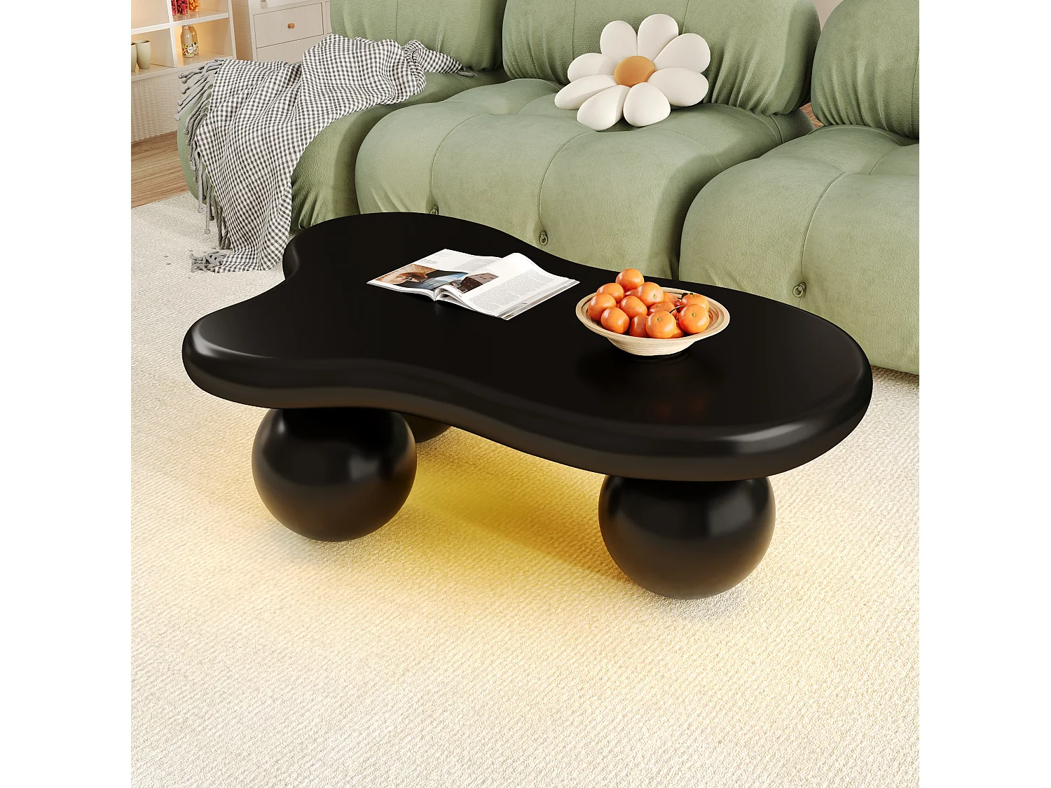 Table basse style nuage avec éclairage LED – 16 couleurs, design arrondi, point fort moderne pour salon et chambre d’enfant