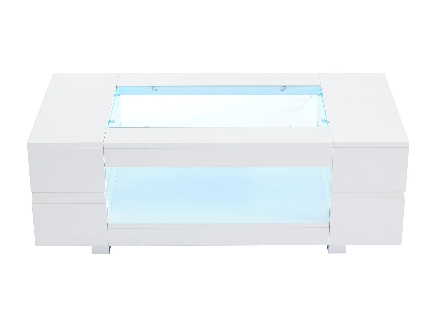 Table basse LED blanche avec contrôle APP Bluetooth, idéale comme table de salon, canapé ou café, adaptée pour fêtes, bureaux et salons.