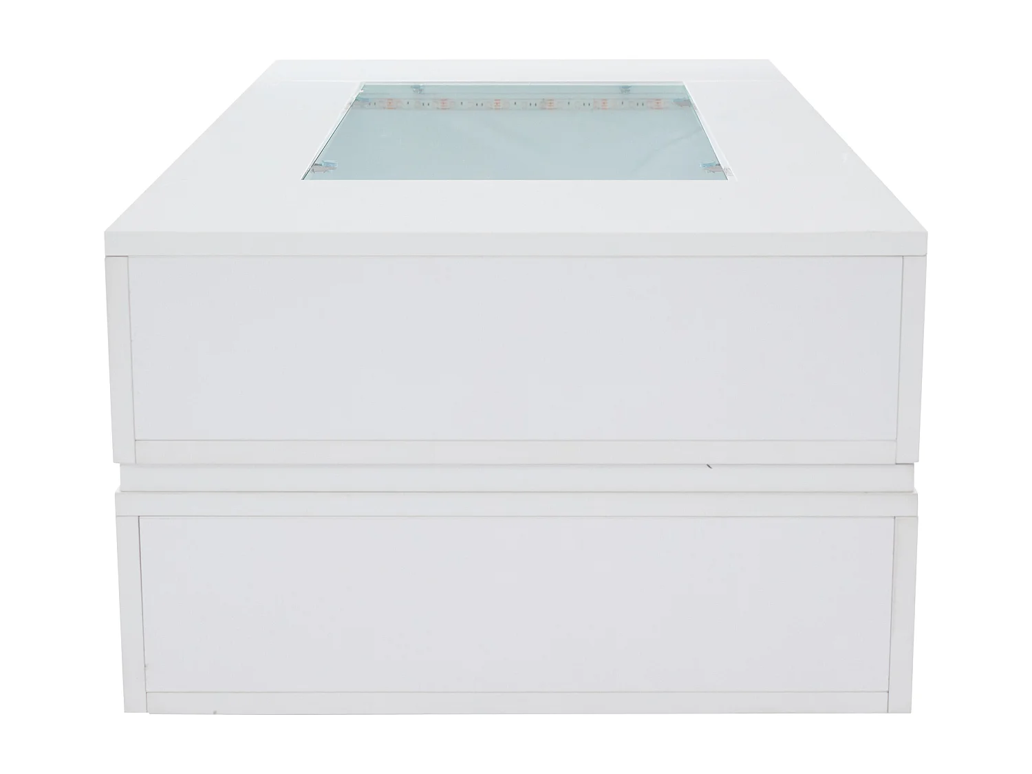 Table basse LED blanche avec contrôle APP Bluetooth, idéale comme table de salon, canapé ou café, adaptée pour fêtes, bureaux et salons.