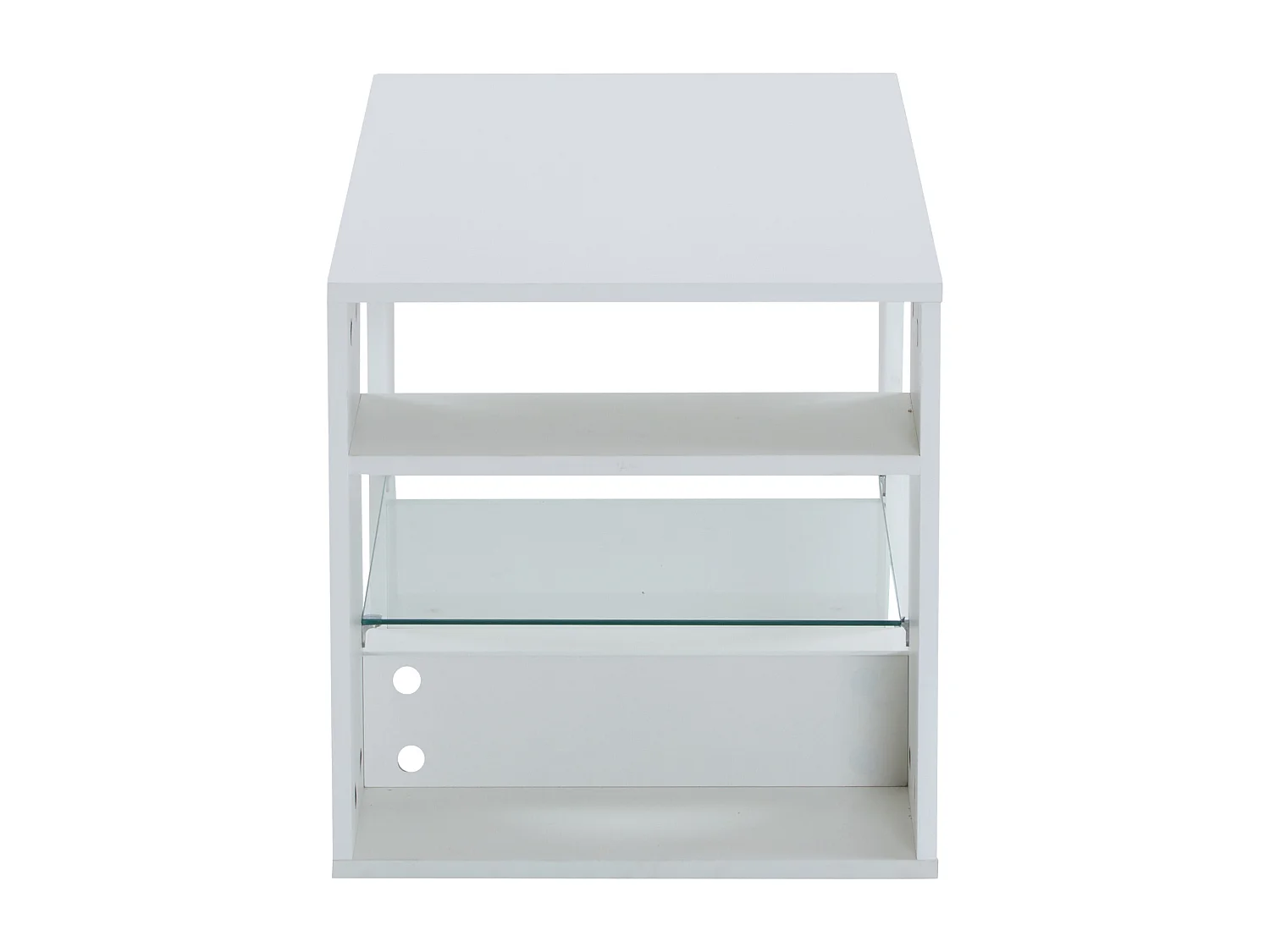 Table basse en verre à haute brillance avec LED : Table de café blanche avec plusieurs étages de rangement, 96 x 45 x 45 cm