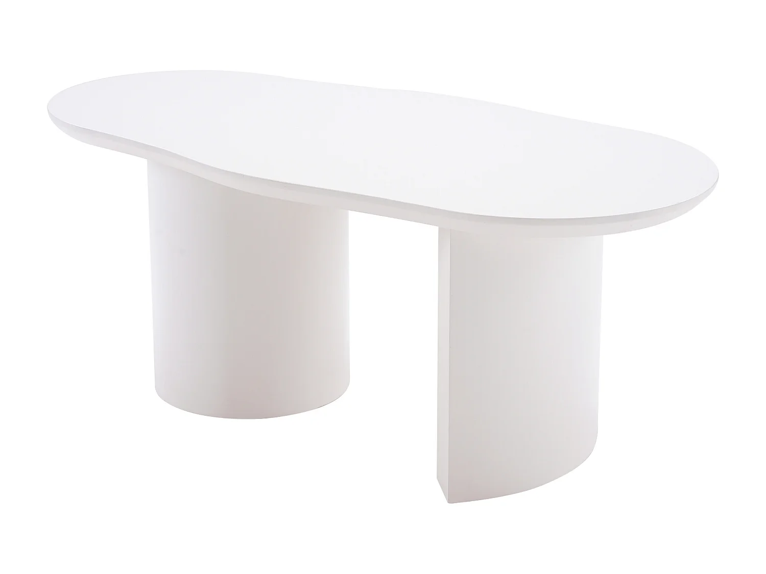 Table basse blanche irrégulière de 100 cm – Design élégant et durable avec plateau incurvé en MDF laqué.