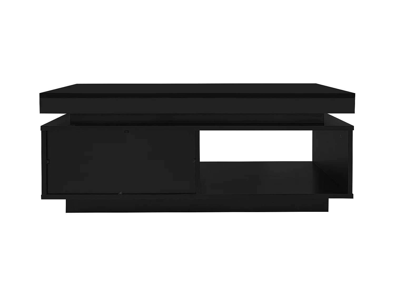 Table Basse Moderne en Haut Brillant avec Éclairage LED et Tiroir