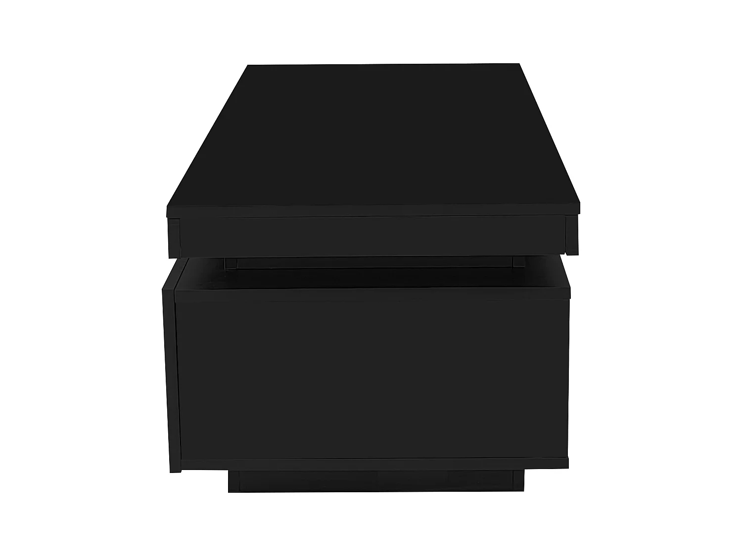 Table Basse Moderne en Haut Brillant avec Éclairage LED et Tiroir