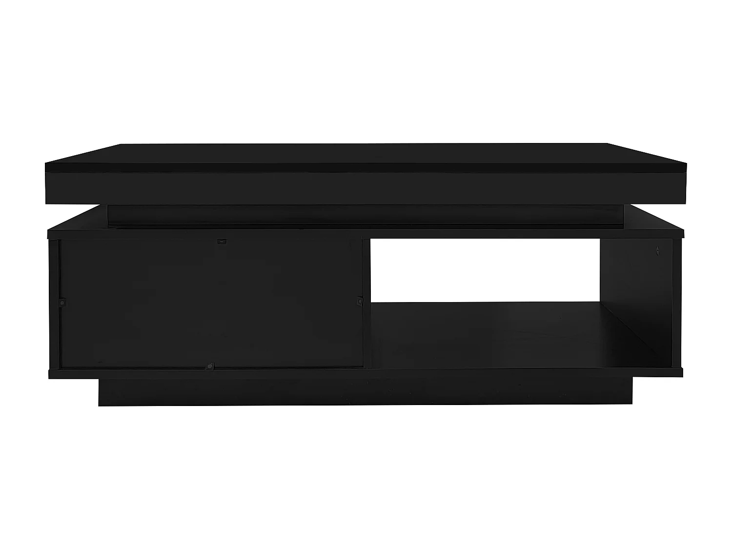 Table Basse Moderne en Haut Brillant avec Éclairage LED et Tiroir