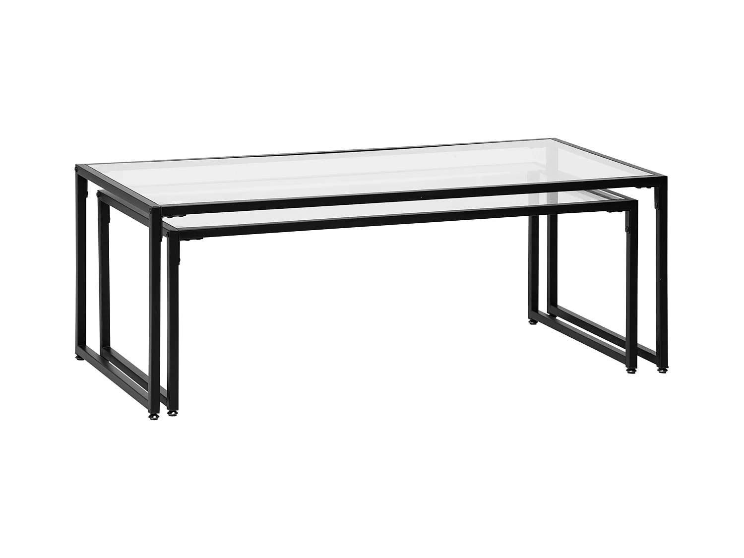 Ensemble de 2 Tables Basses – Tables d'appoint en verre avec cadre en acier pour salon et chambre
