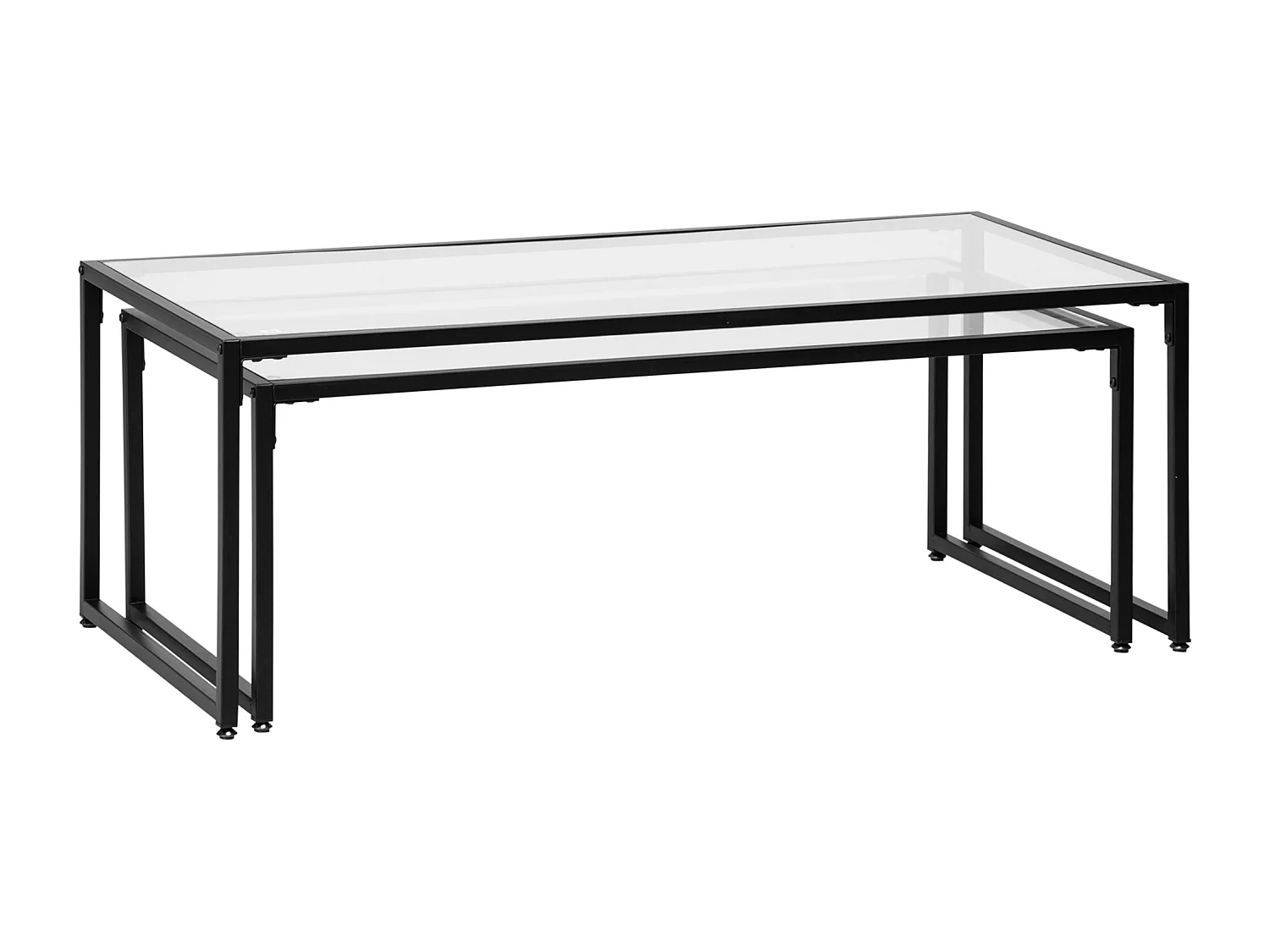 Ensemble de 2 Tables Basses – Tables d'appoint en verre avec cadre en acier pour salon et chambre