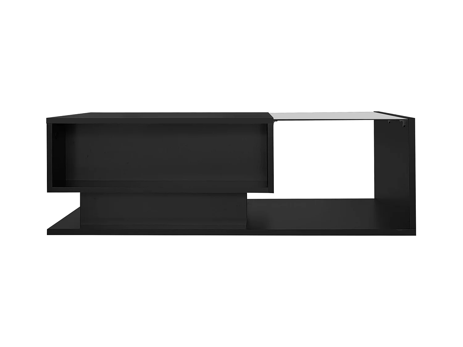 Table basse Noir laquée avec plateau en verre et éclairage LED, design moderne