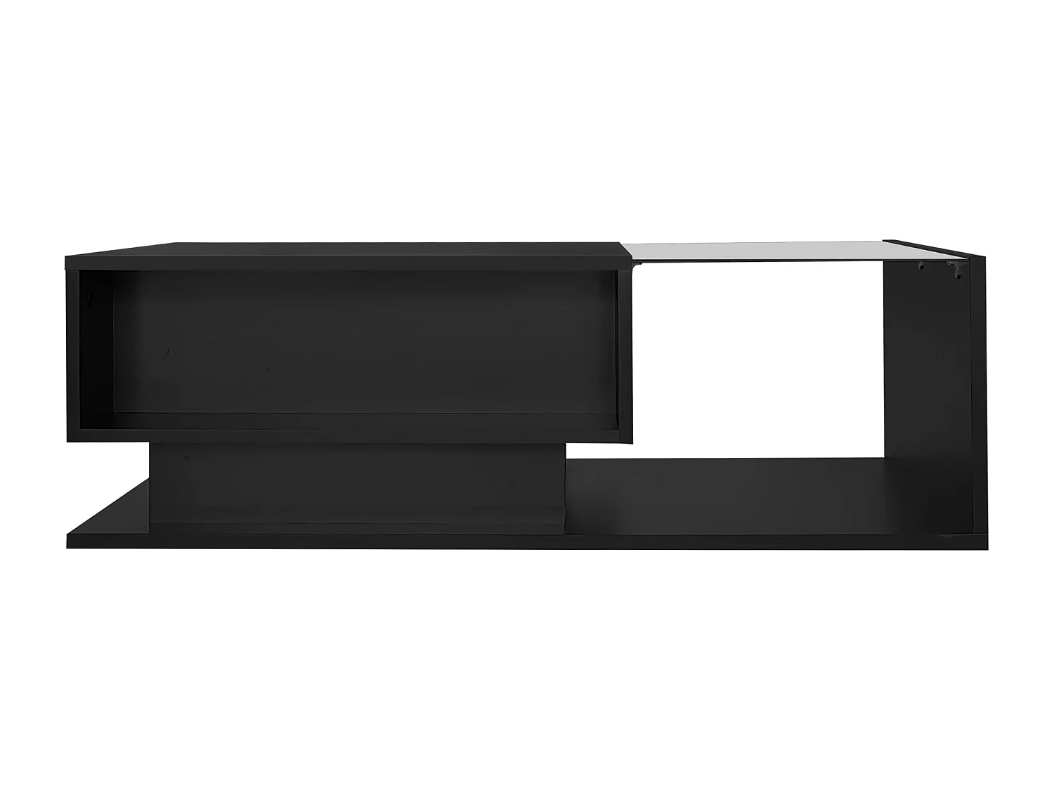 Table basse Noir laquée avec plateau en verre et éclairage LED, design moderne