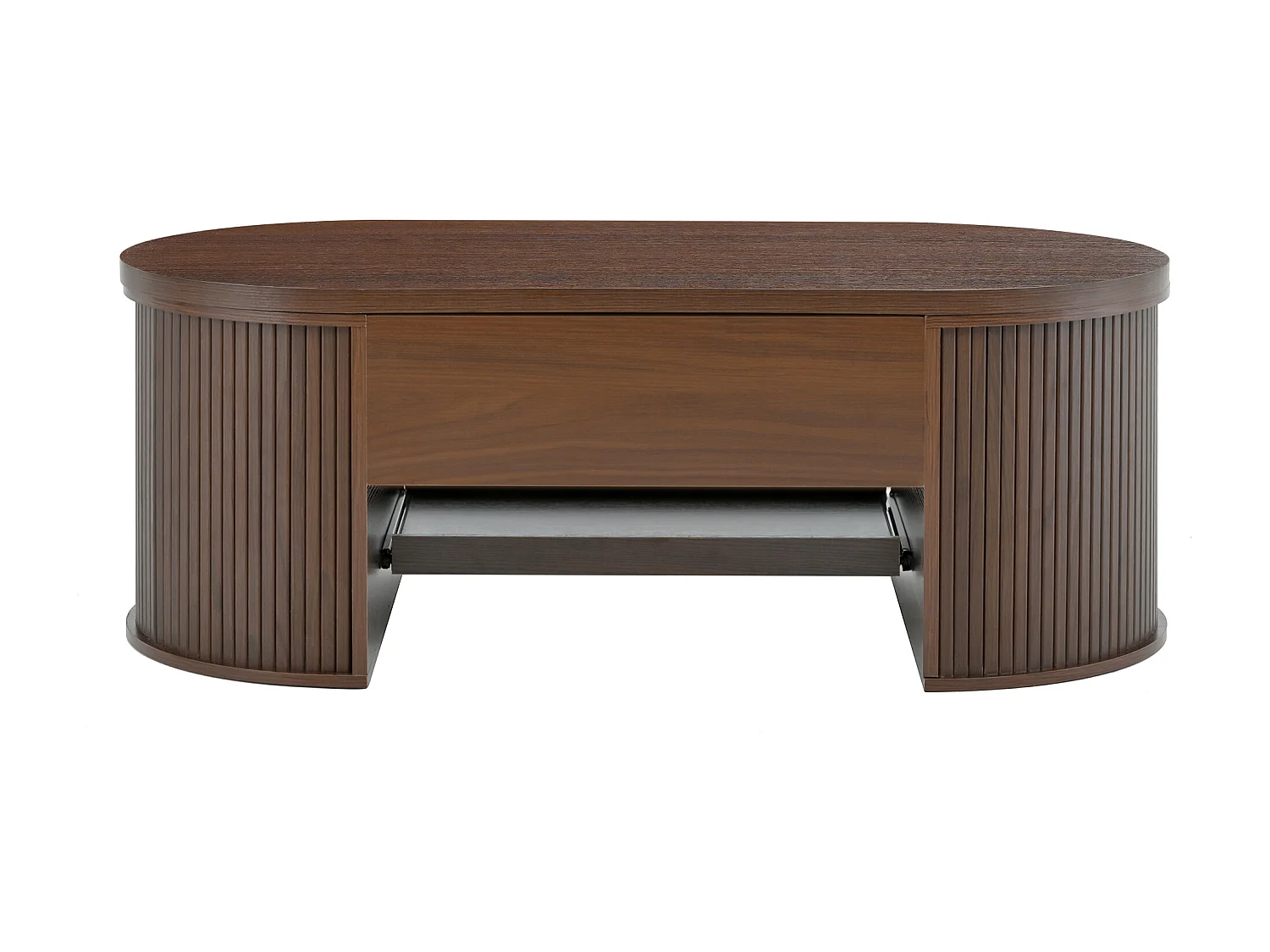 Table basse élévatrice avec côtés en bois courbé, étagère extensible, plateau de table élévable, mobilier multifonctionnel pour salon