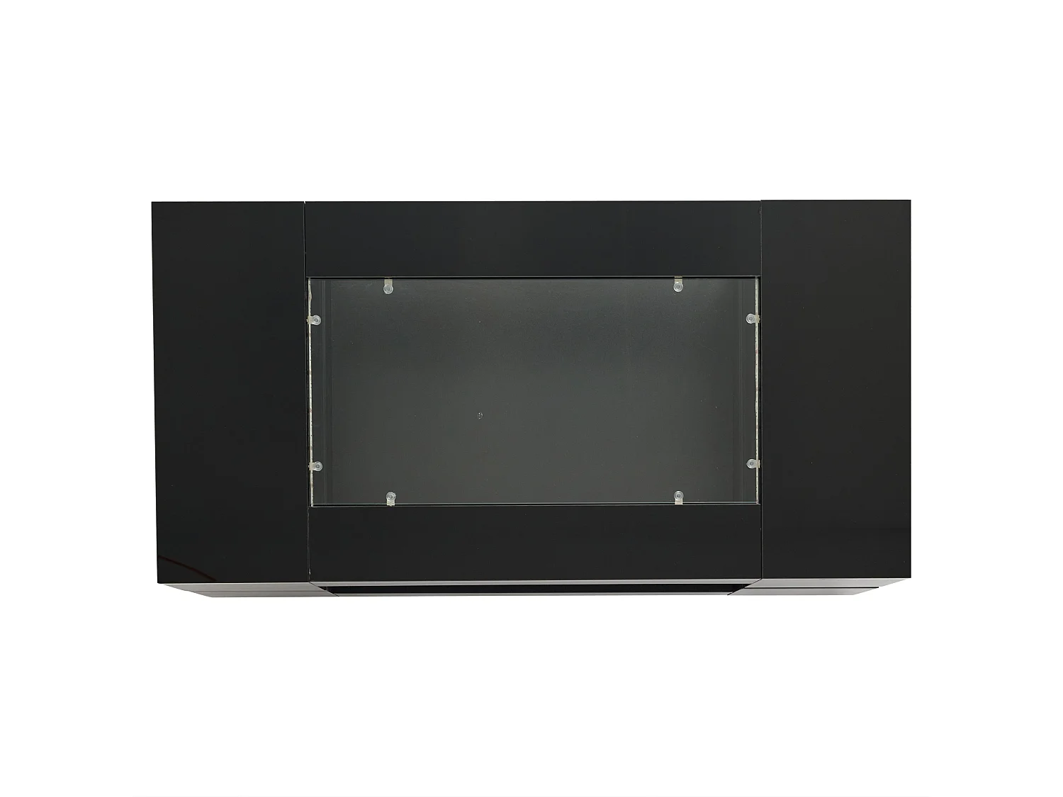 Table basse LED Noir avec contrôle via APP Bluetooth : Table à design en double couche à haute brillance creux, adaptée aux fêtes, bureaux et salons