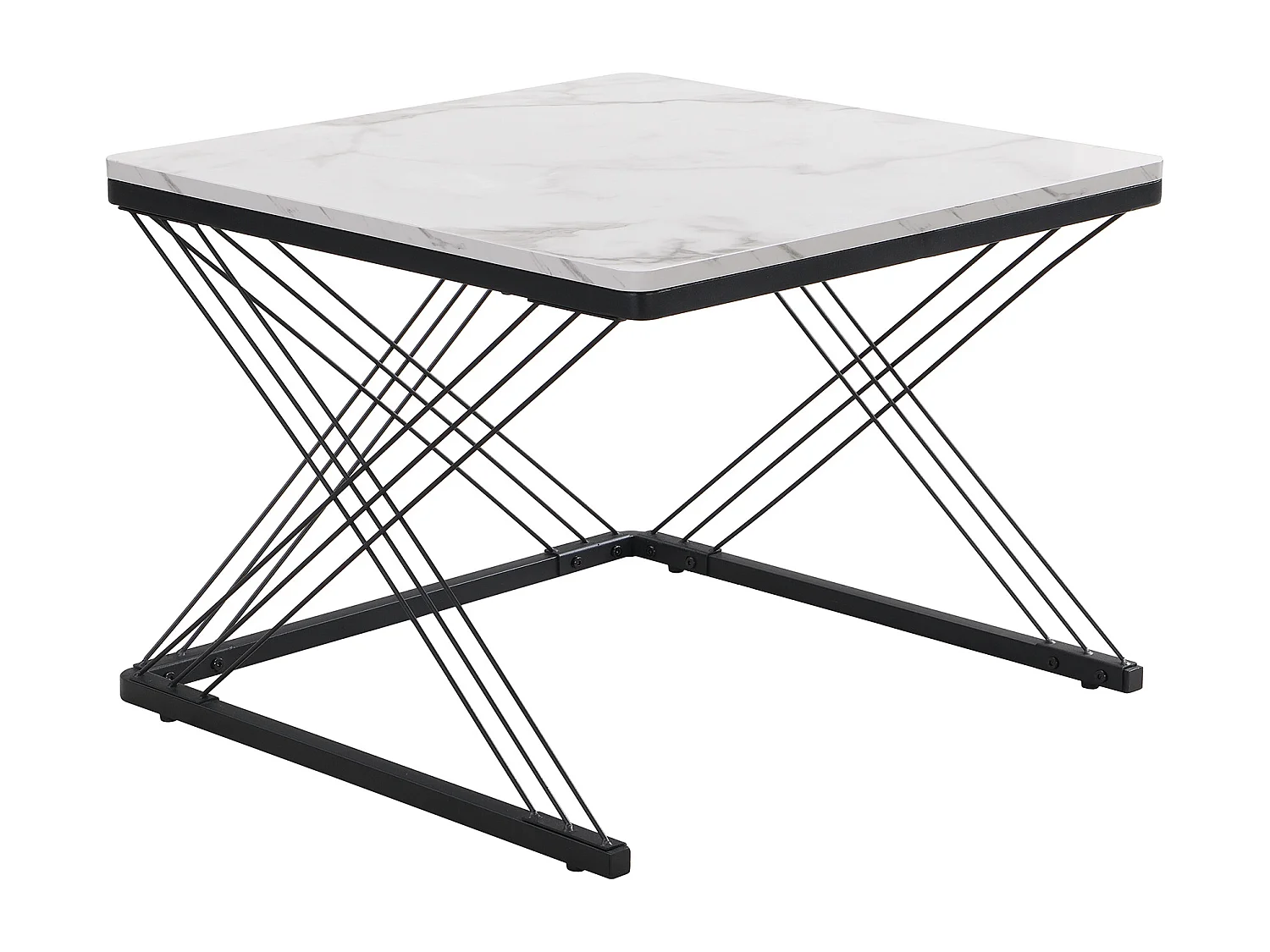 Set de tables basses 2 pièces, design élégant, finition effet marbre brillant, pieds réglables, capacité de charge jusqu'à 30 kg