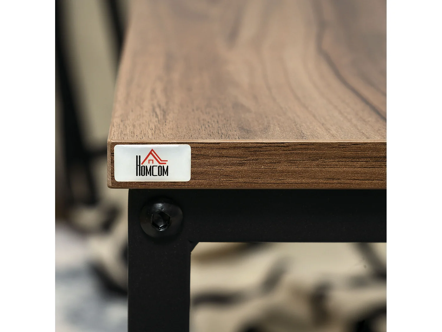 Lot de 2 tables basses style industriel, tables d’appoint avec plateau aspect bois et structure en acier, finition naturelle